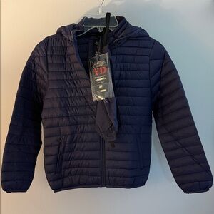 Youth Hooded Quilted Puffer Jacket - Navy